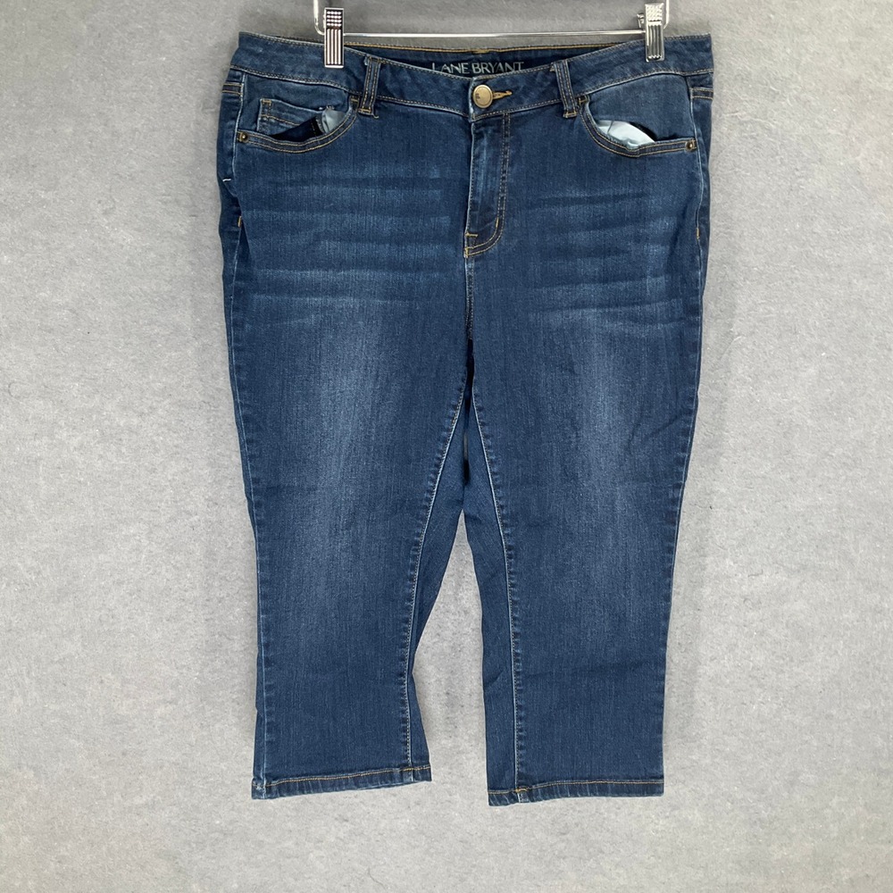 Lane Bryant Womens Size 16 Super Stretch Low Rise Capri Jeans Dark Wash